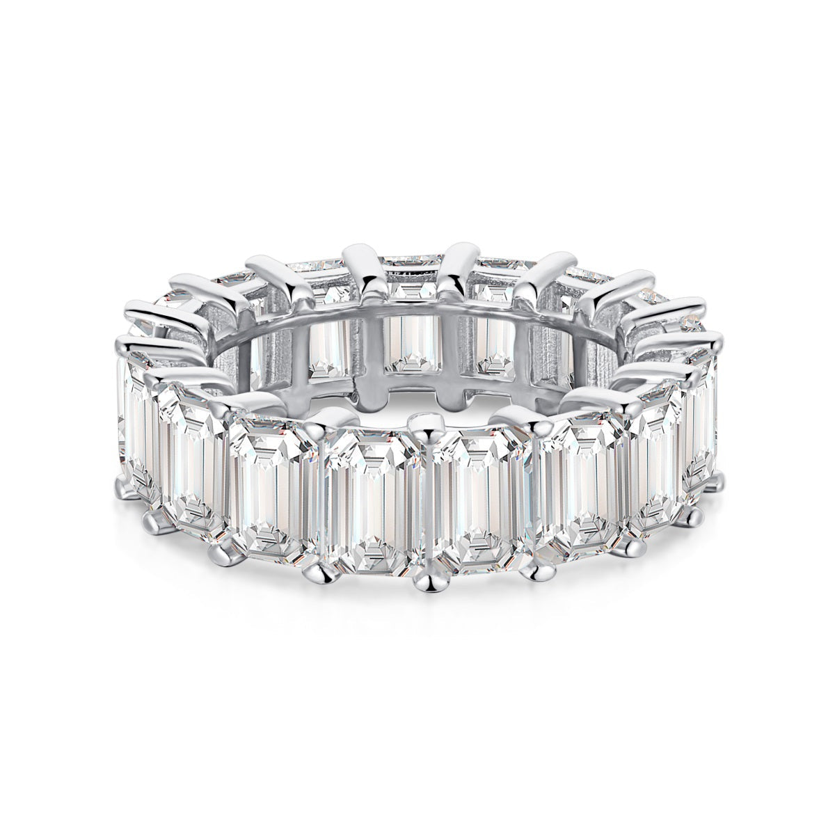 [Clover Jewelrys]0.75 Carat Elegant Emerald Cut Tennis Ring