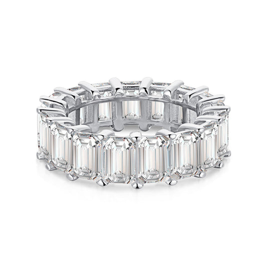 [Clover Jewelrys]0.75 Carat Elegant Emerald Cut Tennis Ring