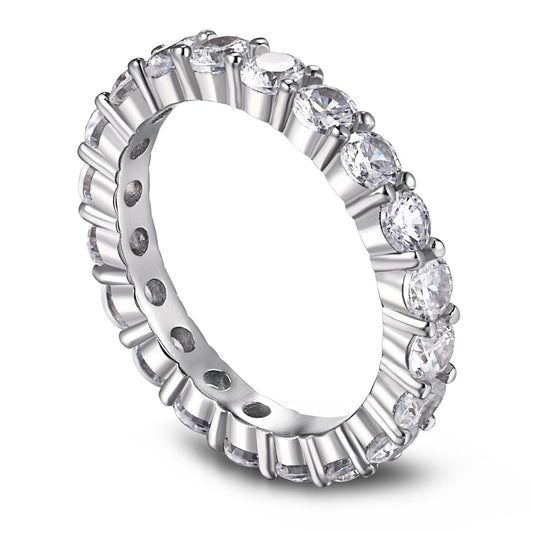 [Clover Jewelrys]Sparkling Round Cut Tennis Ring