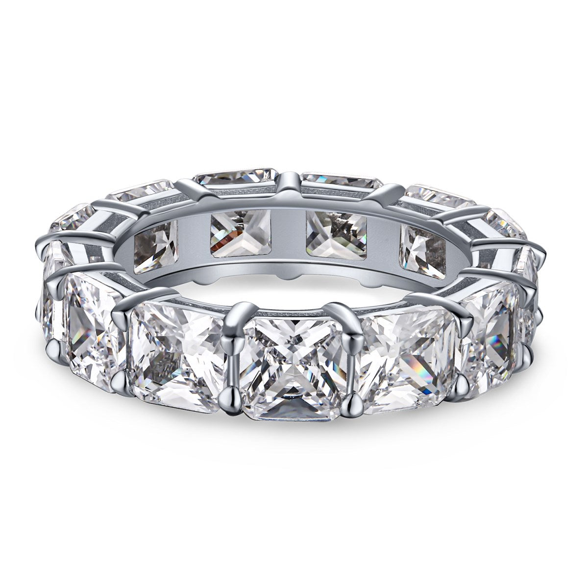 [Clover Jewelrys]Elegant Princess Cut Tennis Ring