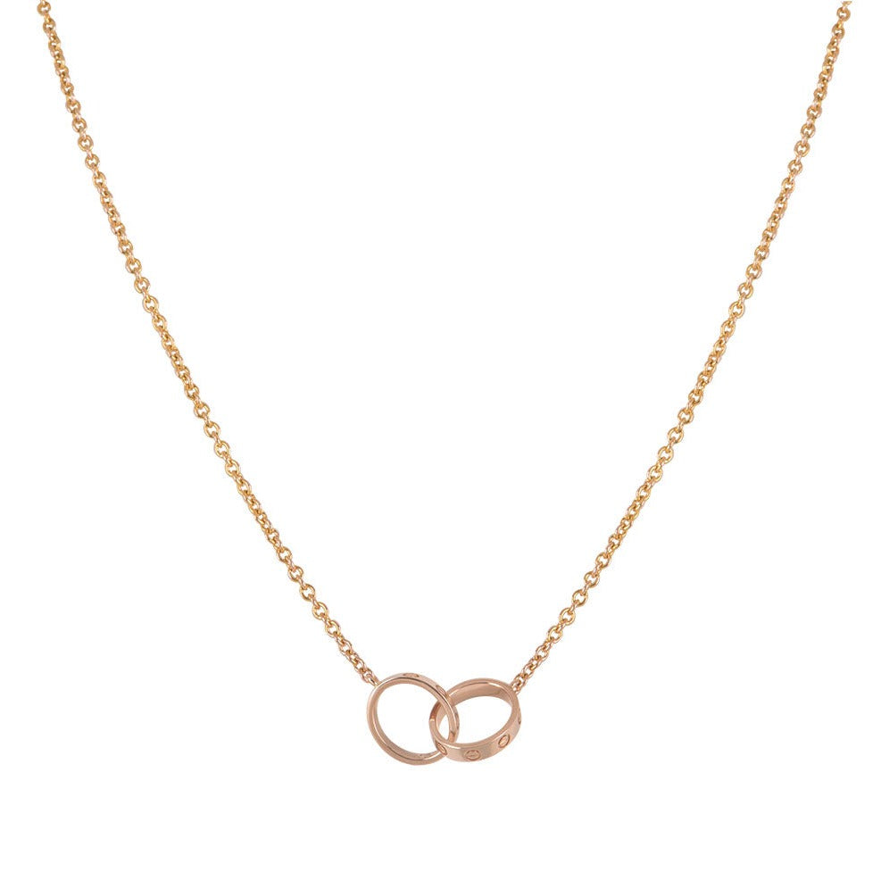 [Clover Jewelrys]LOVE NECKLACE DOUBLE RING PINK GOLD