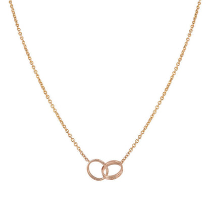 [Clover Jewelrys]LOVE NECKLACE DOUBLE RING PINK GOLD