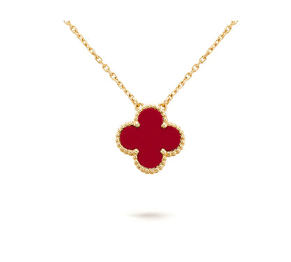 [Clover Jewelrys]CLOVER 15MM CARNELIAN SINGLE FLOWER NECKLACE