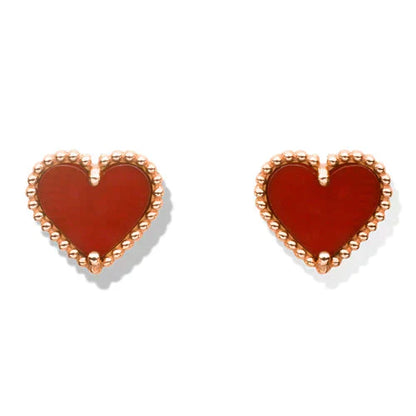 [Clover Jewelrys]HEART CARNELIAN STUD EARRINGS