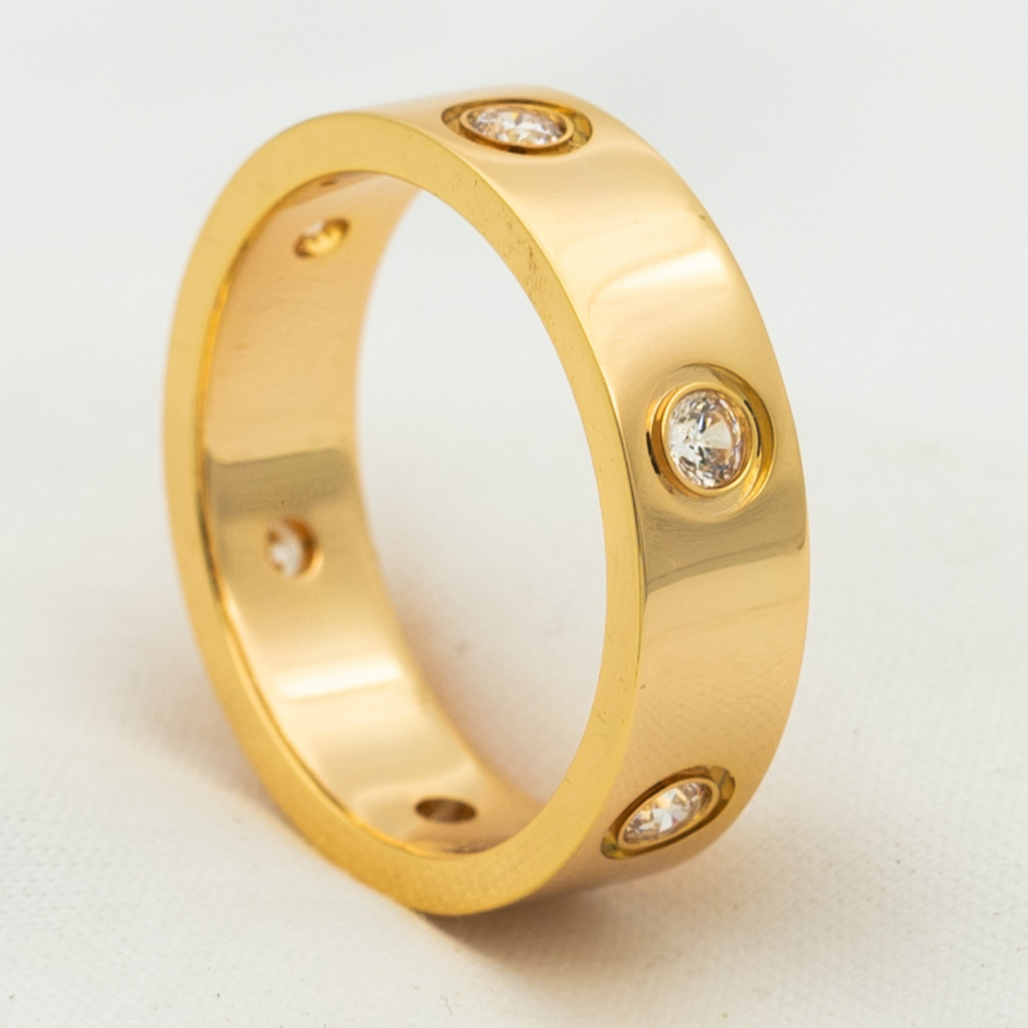 [Clover Jewelrys]LOVE RING 5.5MM 6 DIAMONDS PINK GOLD