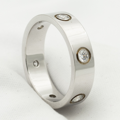 [Clover Jewelrys]LOVE RING 5.5MM 6 DIAMONDS SILVER