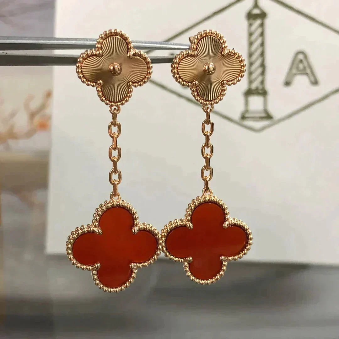 [Clover Jewelrys]CLOVER 2 MOTIF  LASER CARNELIAN EARRINGS