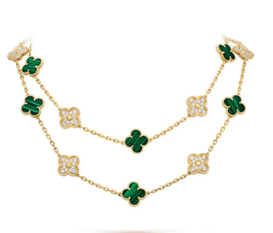 [Clover Jewelrys]CLOVER 20 MOTIFS MALACHITE DIAMOND NECKLACE