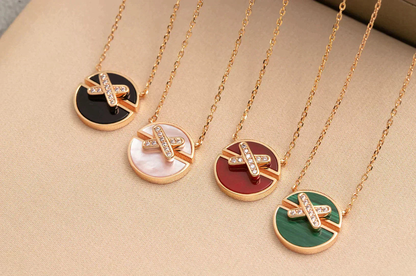 [Clover Jewelrys]JEUX DE ROSE GOLD DIAMOND NECKLACE