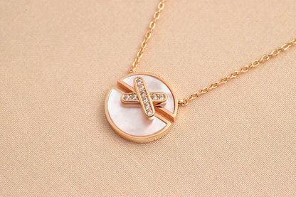 [Clover Jewelrys]JEUX DE ROSE GOLD DIAMOND NECKLACE