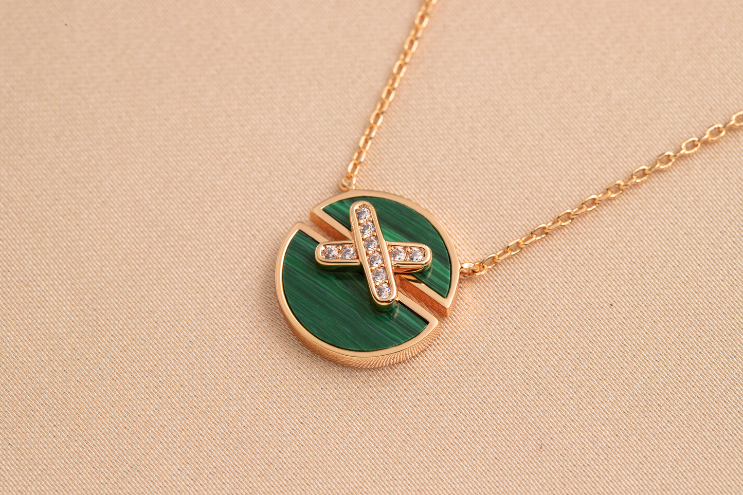 [Clover Jewelrys]JEUX DE PINK GOLD DIAMOND NECKLACE