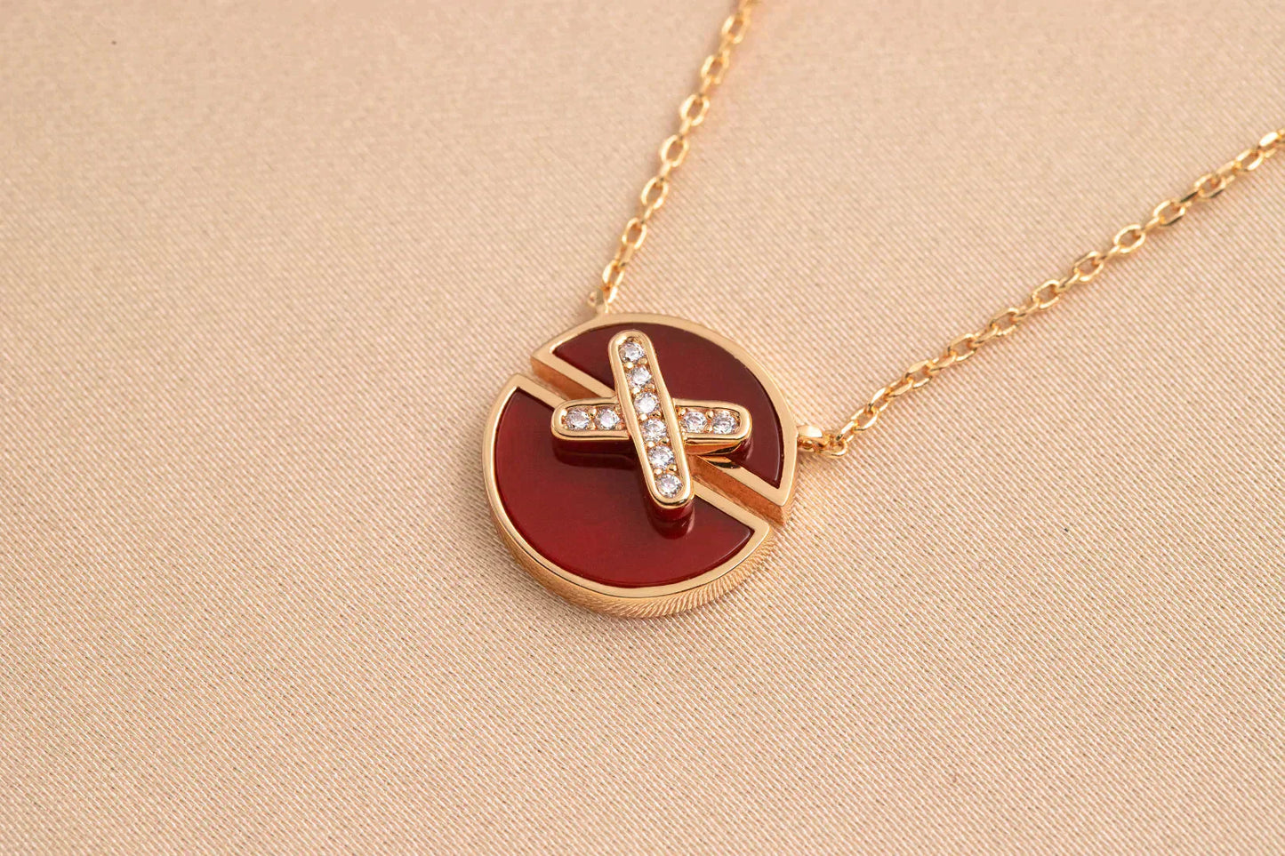 [Clover Jewelrys]JEUX DE ROSE GOLD DIAMOND NECKLACE