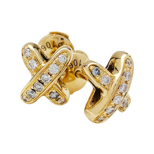 [Clover Jewelrys]JEUX DE GOLD DIAMOND EARRINGS