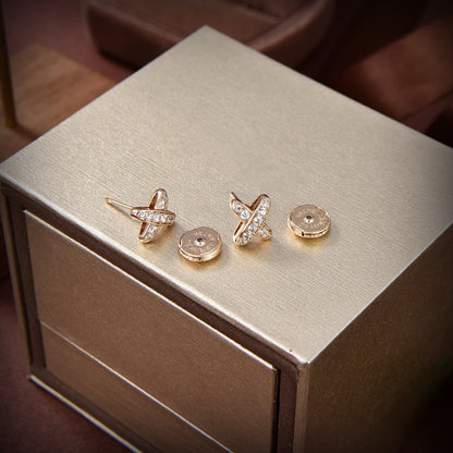 [Clover Jewelrys]JEUX DE GOLD DIAMOND EARRINGS