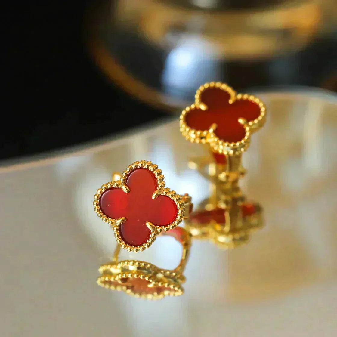 [Clover Jewelrys]CLOVER MEDIUM 1 MOTIFS CARNELIAN  EARRINGS