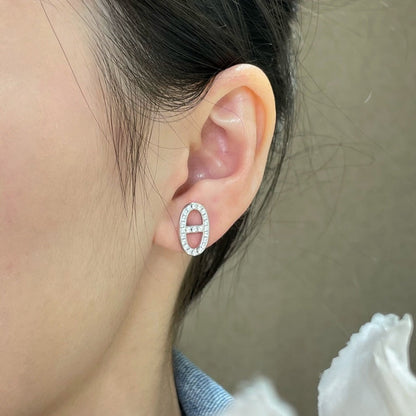 [Clover Jewelrys]HM FULL DIAMOND PIG NOSE STUD EARRINGS