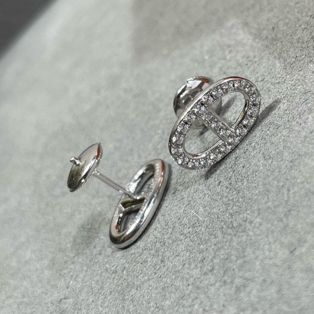 [Clover Jewelrys]HM FULL DIAMOND PIG NOSE STUD EARRINGS