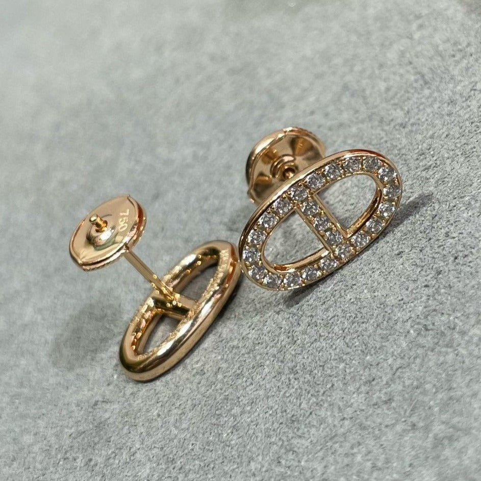 [Clover Jewelrys]HM FULL DIAMOND PIG NOSE STUD EARRINGS