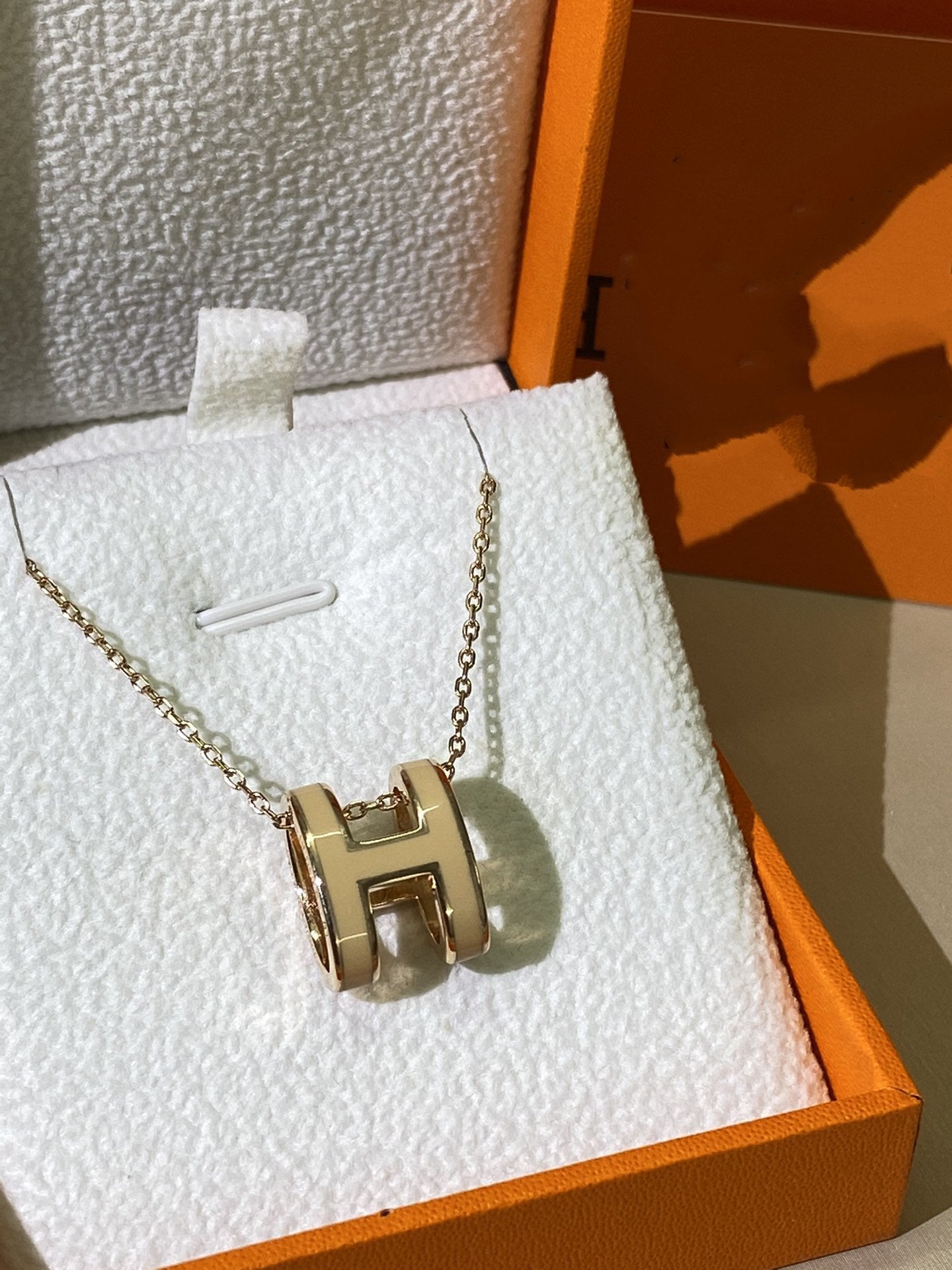 [Clover Jewelrys]HM CLIC YELLOW ENAMEL GOLD NECKLACE