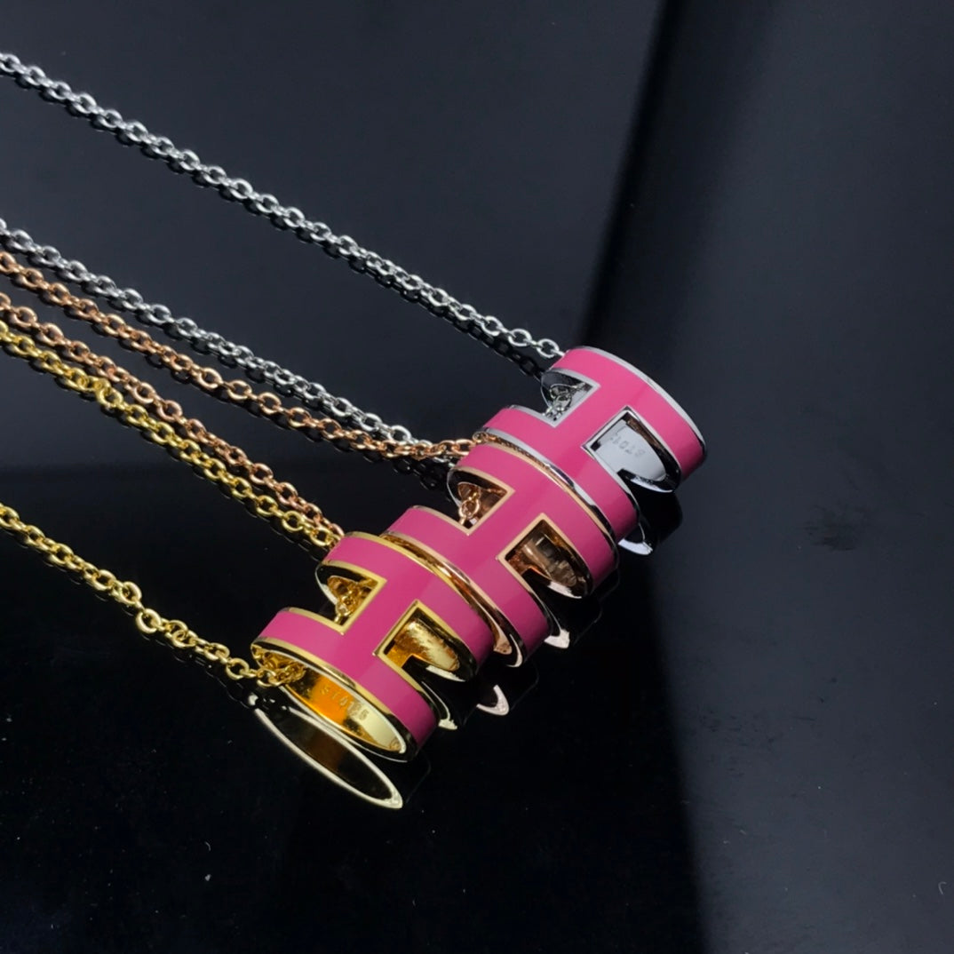 [Clover Jewelrys]H NECKLACE PINK