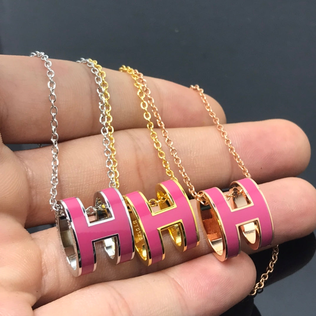 [Clover Jewelrys]H NECKLACE PINK