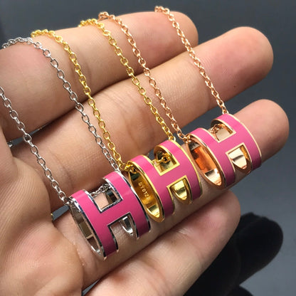 [Clover Jewelrys]H NECKLACE PINK