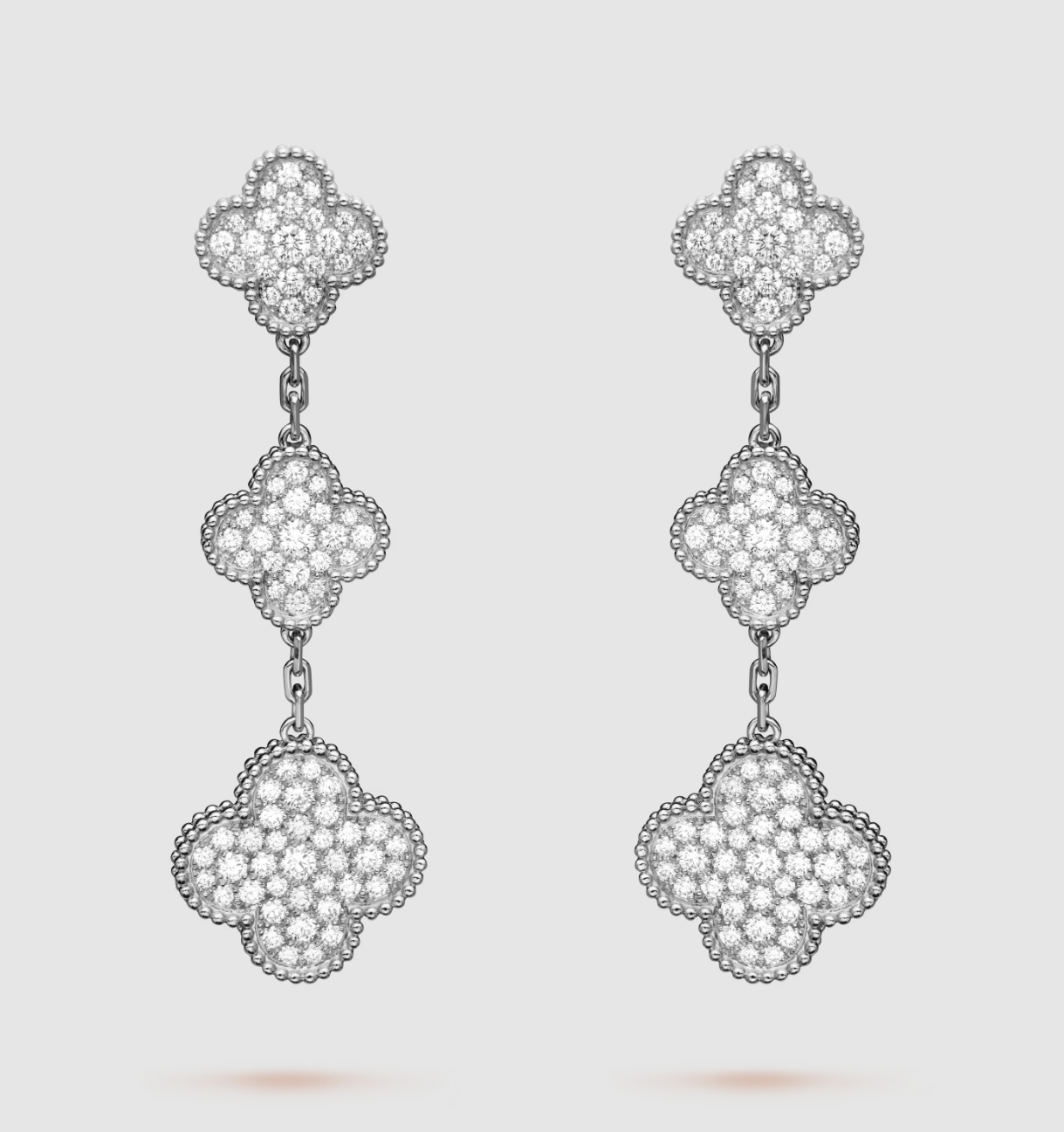 [Clover Jewelrys]CLOVER 3 MOTIF DIAMOND SILVER DROP EARRINGS