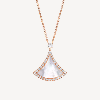 [Clover Jewelrys]DREAM MOP DIAMOND PAVED PINK GOLD NECKLACE