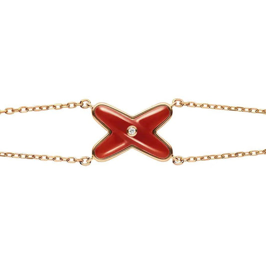 [Clover Jewelrys]JEUX BRACELET CARNELIAN PINK GOLD 1 DIAMOND