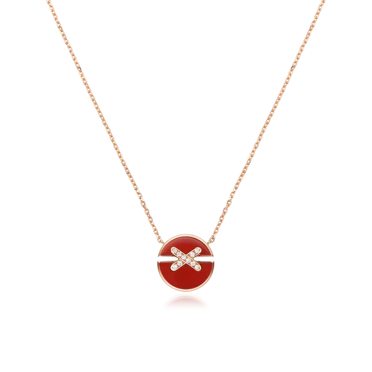 [Clover Jewelrys]JEUX DE ROSE GOLD DIAMOND NECKLACE