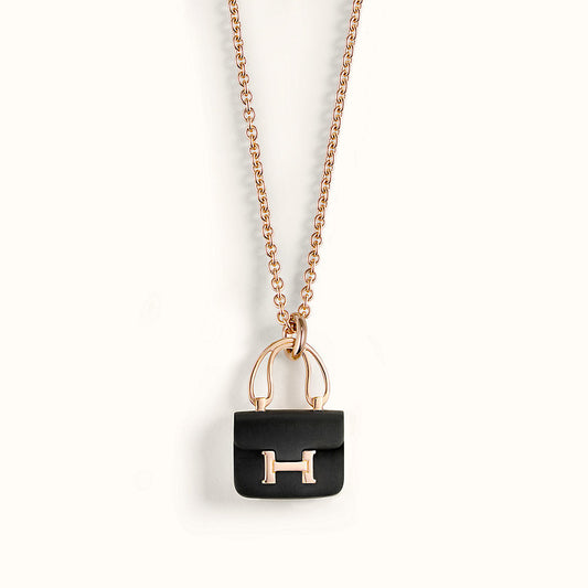 [Clover Jewelrys]CONSTANCE BLACK PEDANT PINK GOLD NECKLACE