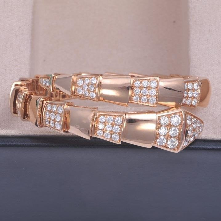 [Clover Jewelrys]SERPENTI WIDE BRACELET PINK GOLD DIAMOND