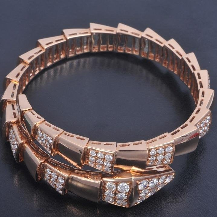 [Clover Jewelrys]SERPENTI WIDE BRACELET PINK GOLD DIAMOND