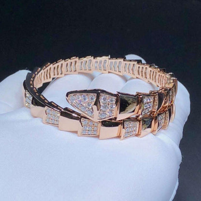 [Clover Jewelrys]SERPENTI WIDE BRACELET PINK GOLD DIAMOND