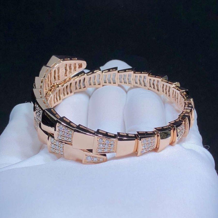 [Clover Jewelrys]SERPENTI WIDE BRACELET PINK GOLD DIAMOND