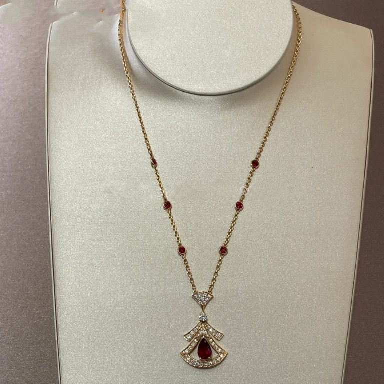 [Clover Jewelrys]DREAM NECKLACE CARNELIAN DIAMOND PINK GOLD