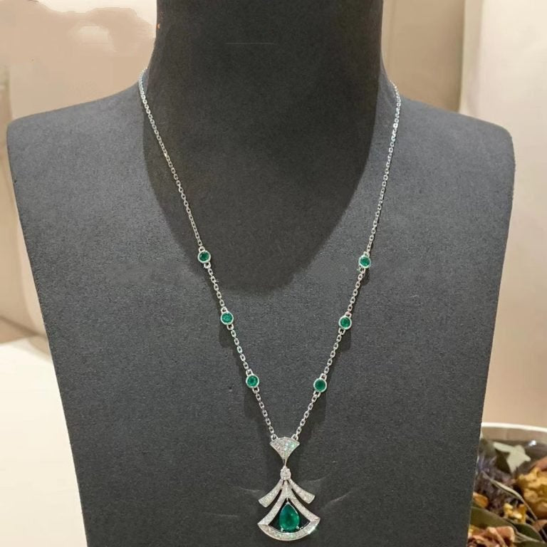 [Clover Jewelrys]DREAM NECKLACE MALACHITE DIAMOND SILVER