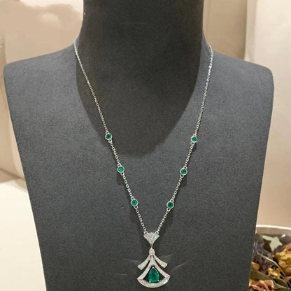 [Clover Jewelrys]DREAM NECKLACE MALACHITE DIAMOND SILVER