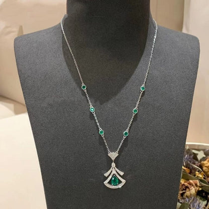 [Clover Jewelrys]DREAM NECKLACE MALACHITE DIAMOND SILVER