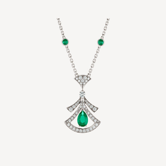 [Clover Jewelrys]DREAM NECKLACE MALACHITE DIAMOND SILVER