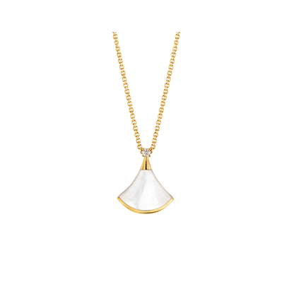 [Clover Jewelrys]DREAM NECKLACE WHITE MOP GOLD 1 DIAMOND