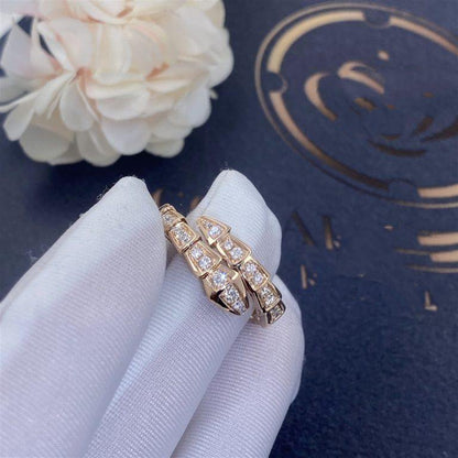 [Clover Jewelrys]SERPENTI RING PINK GOLD DIAMOND PAVED 4MM