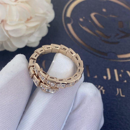 [Clover Jewelrys]SERPENTI RING PINK GOLD DIAMOND PAVED 4MM