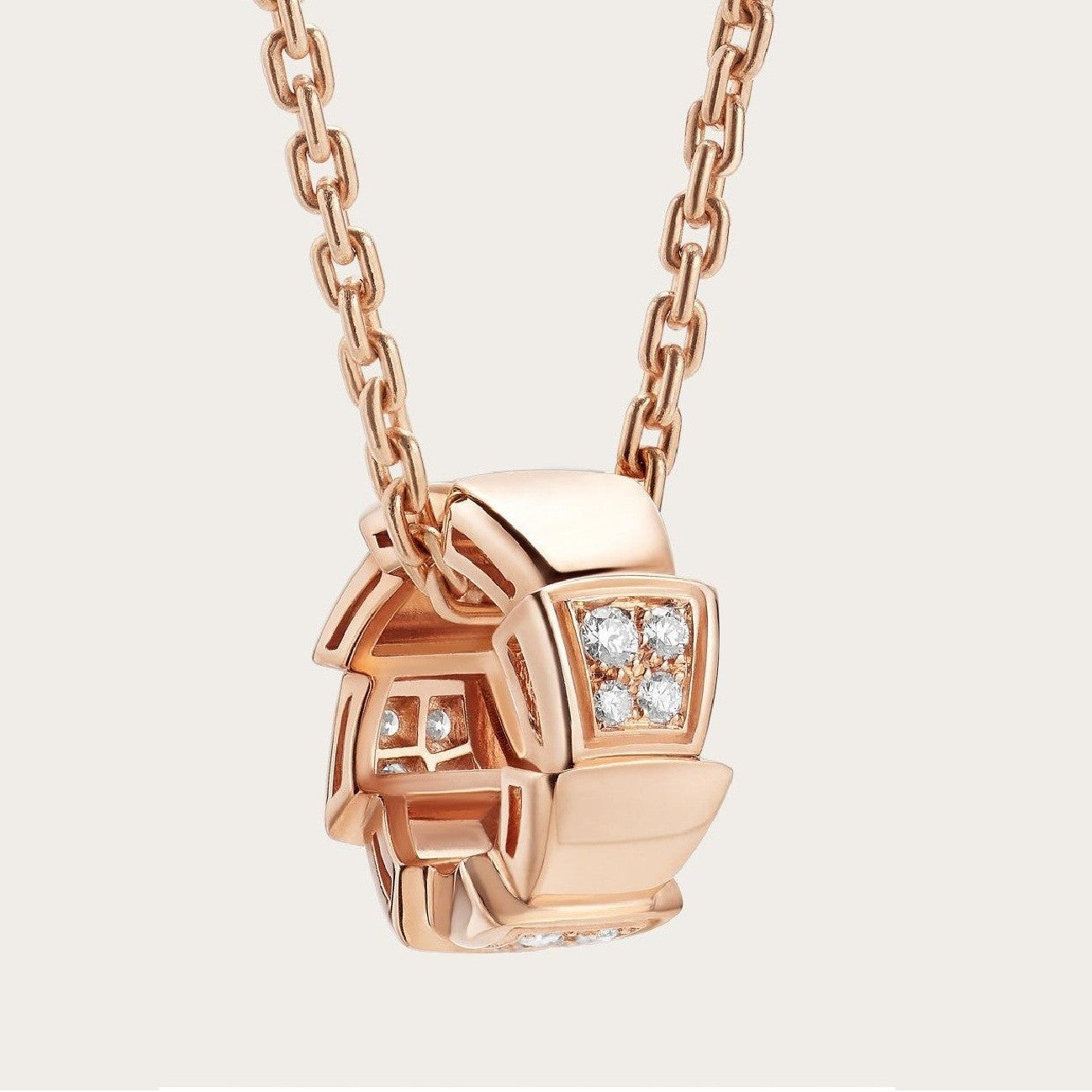 [Clover Jewelrys]SERPENTI PEDANT DIAMOND PINK GOLD NECKLACE