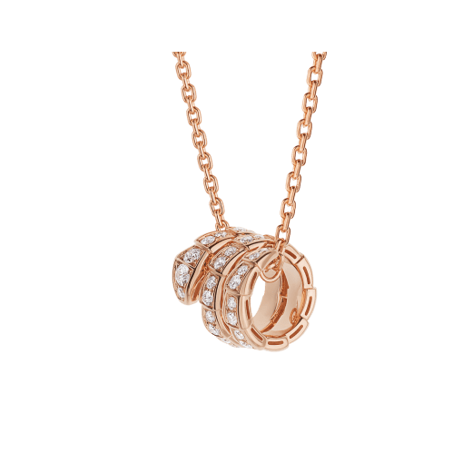 [Clover Jewelrys]SERPENTI PINK GOLD NECKLACE DOUBLE RING DIAMOND