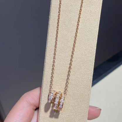 [Clover Jewelrys]SERPENTI PINK GOLD NECKLACE DOUBLE RING DIAMOND