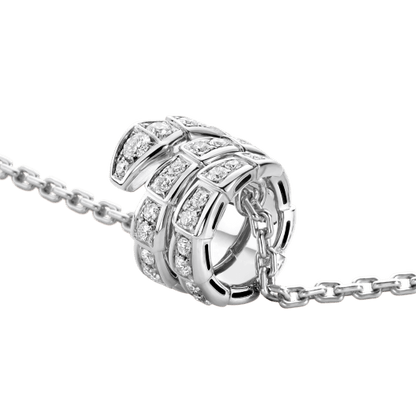 [Clover Jewelrys]SERPENTI SILVER NECKLACE DOUBLE RING DIAMOND