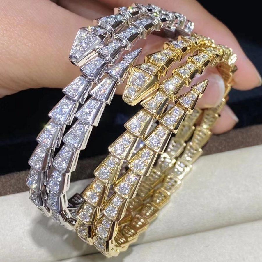 [Clover Jewelrys]SERPENTI BRACELET GOLD DIAMOND DOUBLE ROW