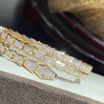 [Clover Jewelrys]SERPENTI BRACELET GOLD DIAMOND DOUBLE ROW