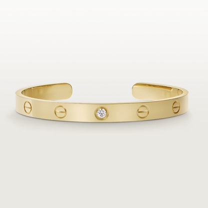 [Clover Jewelrys]LOVE BRACELET 6.1MM 1 DIAMOND OPEN CUFF